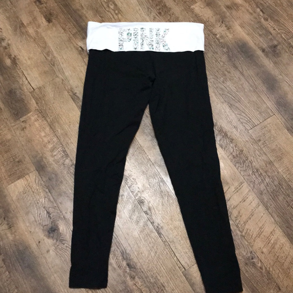 PINK Victoria’s Secret White Bling Gems Leggings M - Picture 1 of 6